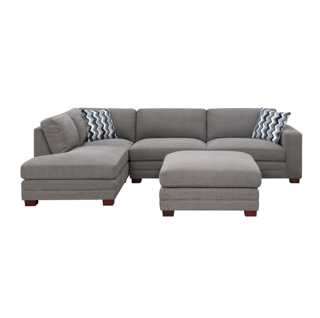 Penelope fabric shop sectional with ottoman